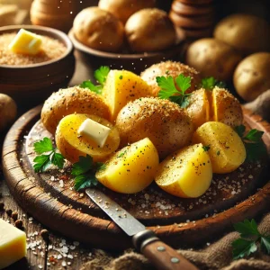 Pellkartoffeln mit Kala Namak Salz und Butter