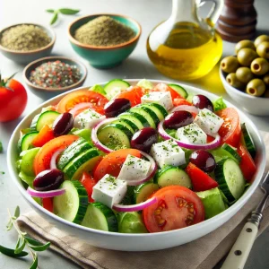 Rezept für Griechischen Salat mit Griechischen Pyramidensalz-Flocken